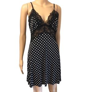 Recco Lingerie Polka Dots Lace Nightgown Sz Large